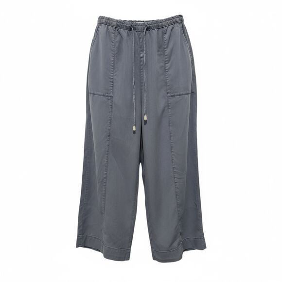 Joie Pants Women XL Blue Gingham Check Wide Leg Crop Capri Paperbag Cottagecore - Picture 1 of 3